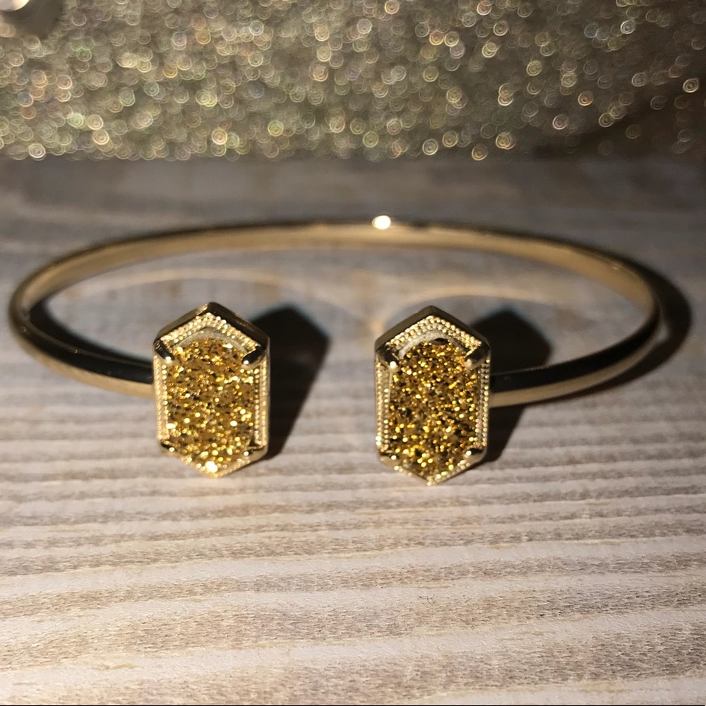 Gold Druzy Gold Pinch Cuff Bracelet